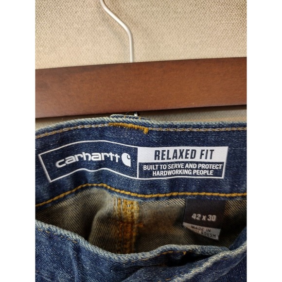 Carhartt Jeans Men 42x30 Blue Rugged Flex Relaxed Fit Utility Straight Leg Pants - Picture 3 of 13
